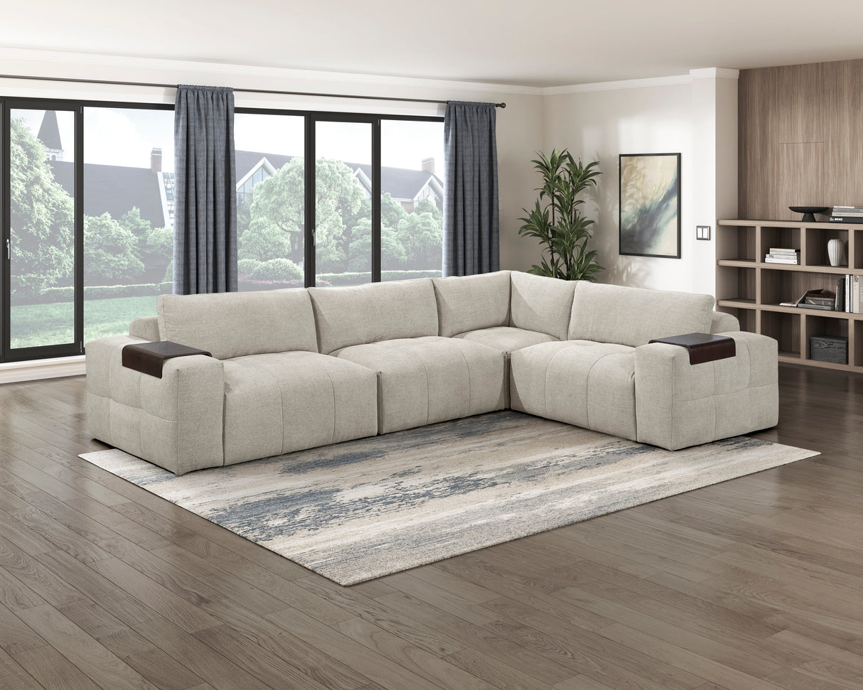 Tidal Taupe 4-Piece Modular Sectional with Ottoman by Homelegance at Eve Furniture