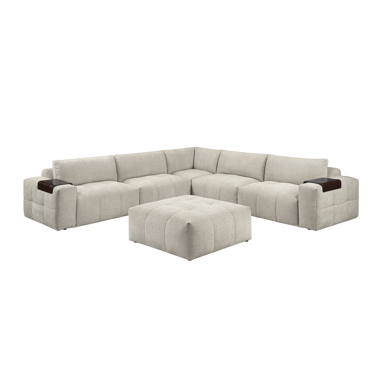 Tidal Taupe 6-Piece Modular Sectional with Ottoman by Homelegance at Eve Furniture