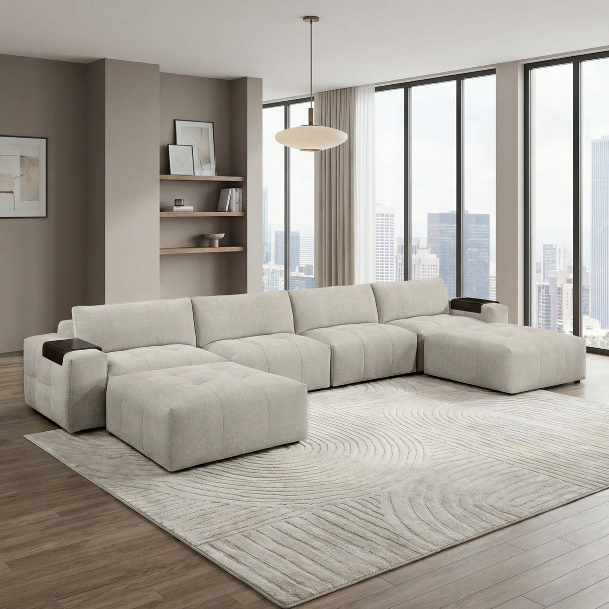 Tidal Taupe 6-Piece Modular Sectional with Two Ottomans by Homelegance at Eve Furniture