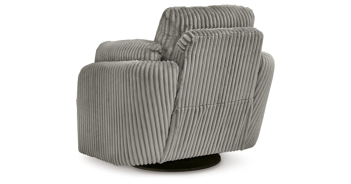 Tie-Breaker Fog Swivel Glider Recliner by Ashley at Eve Furniture