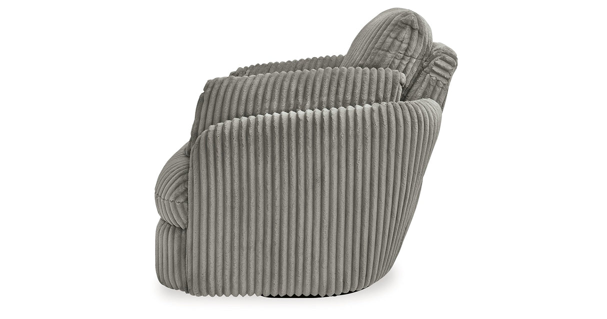 Tie-Breaker Fog Swivel Glider Recliner by Ashley at Eve Furniture
