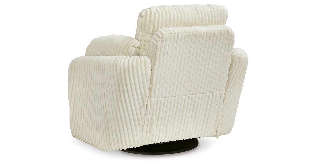 Tie-Breaker Ivory Swivel Glider Recliner by Ashley at Eve Furniture