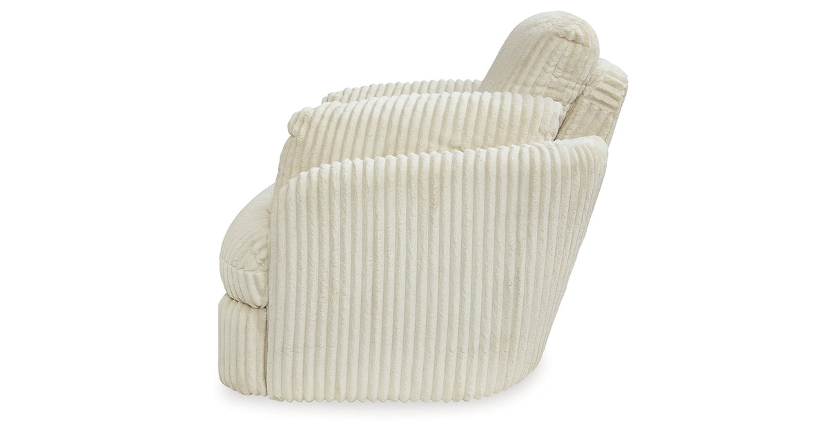 Tie-Breaker Ivory Swivel Glider Recliner by Ashley at Eve Furniture