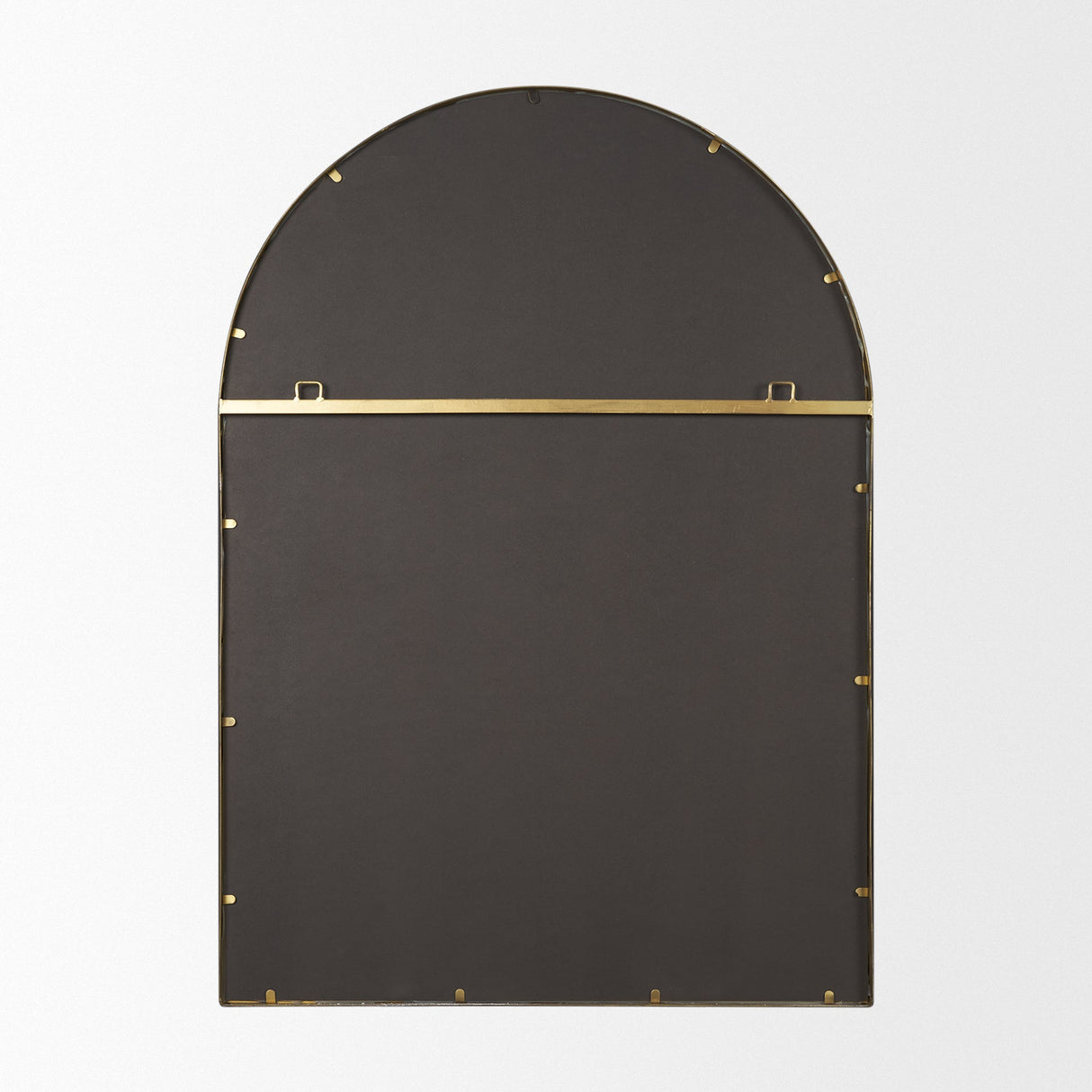Tiffany Brushed Gold Double Frame Metal Arched Mirror by Mercana at Eve Furniture