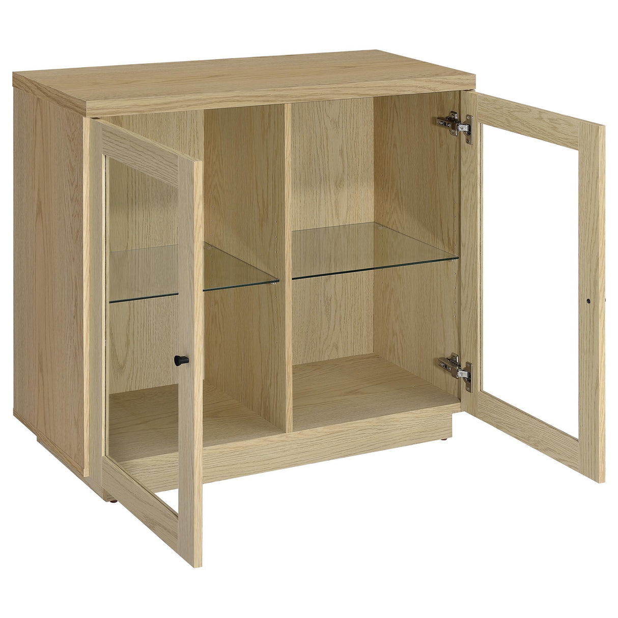 Tilbury Light Oak 2-Door Glass Front Accent Display Cabinet by Coaster at Eve Furniture