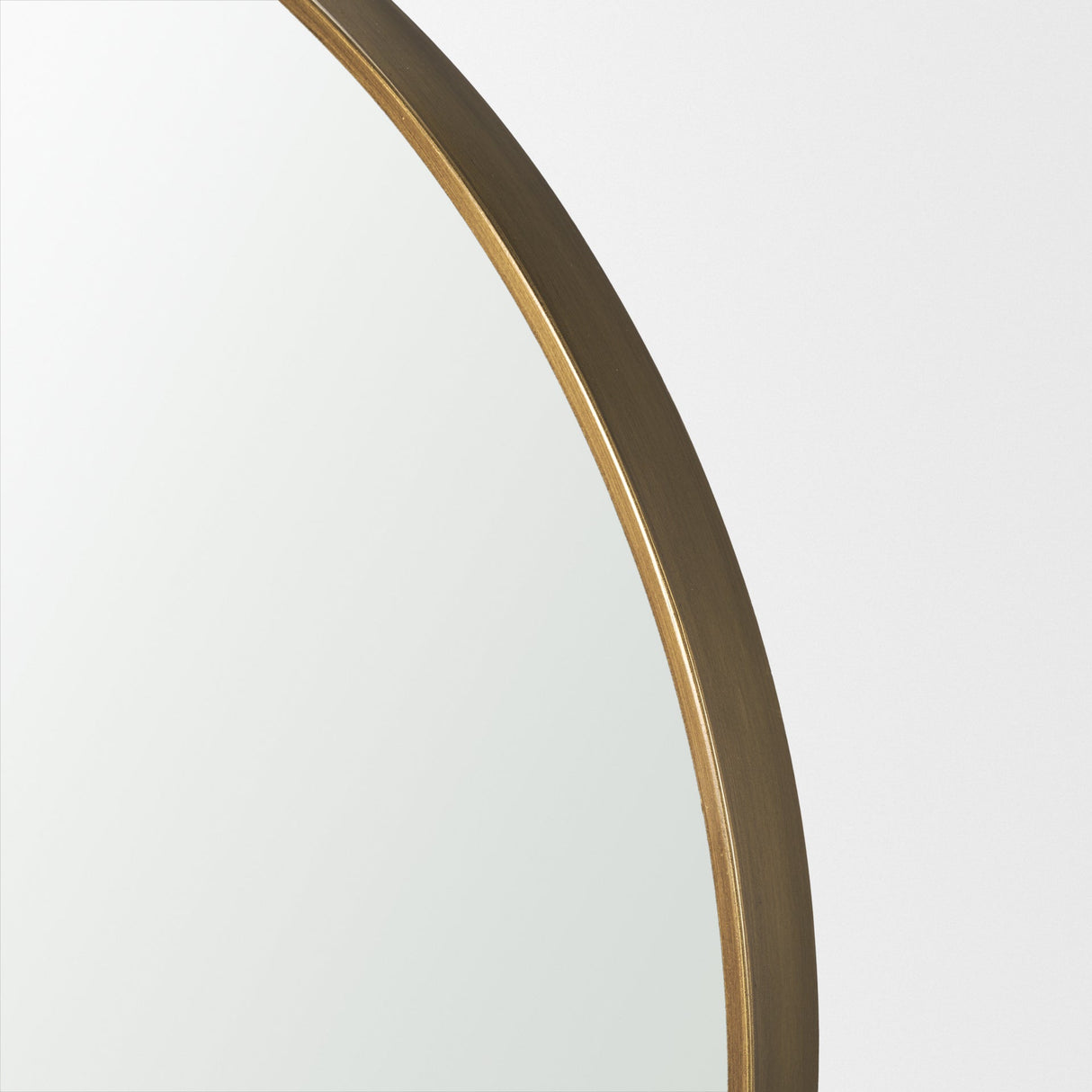 Tillie Round Brushed Gold Metal Frame Wall Mirror by Mercana at Eve Furniture