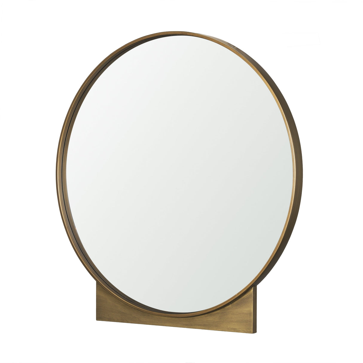 Tillie Round Brushed Gold Metal Frame Wall Mirror by Mercana at Eve Furniture