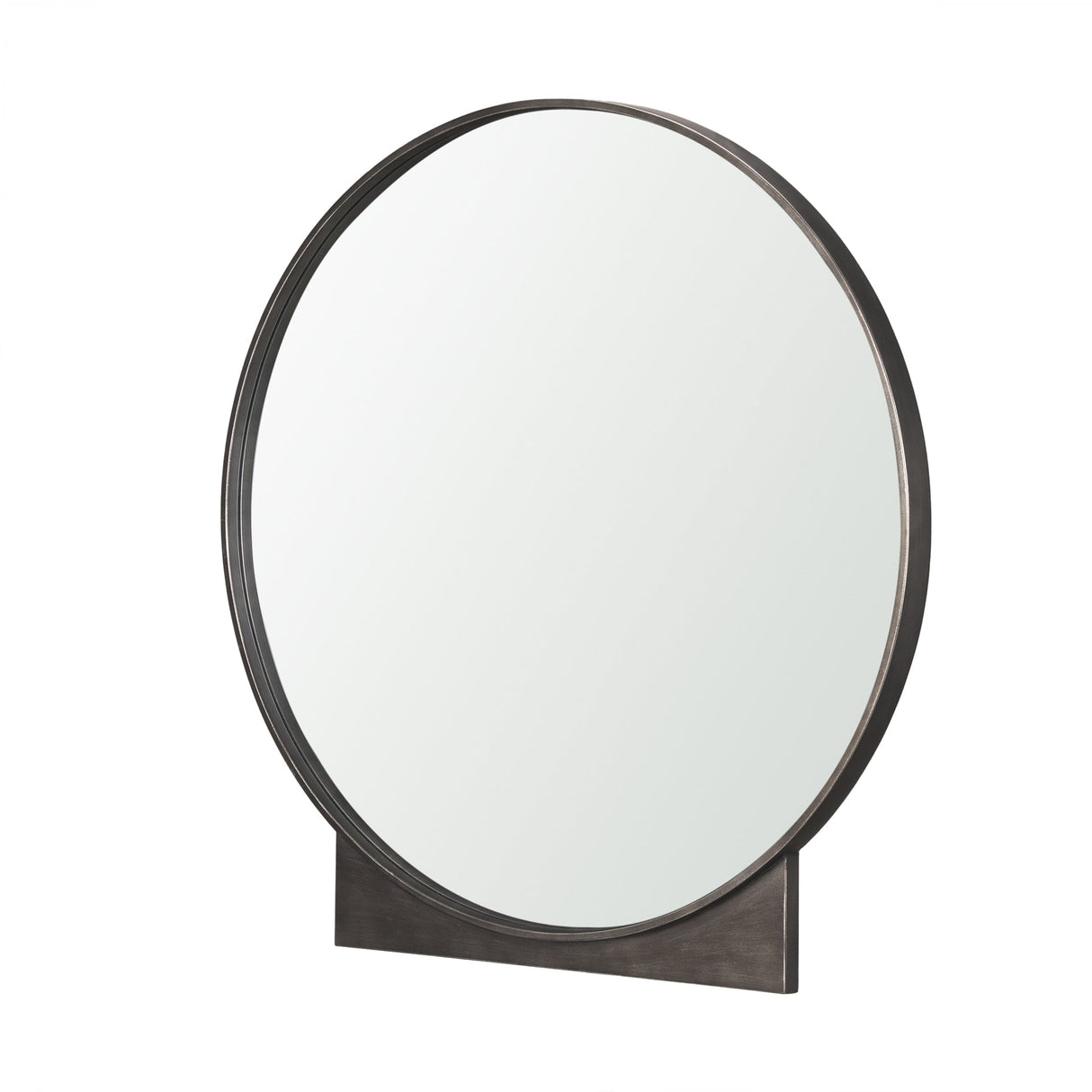 Tillie Round Gunmetal w/ Textured Metal Frame Wall Mirror by Mercana at Eve Furniture