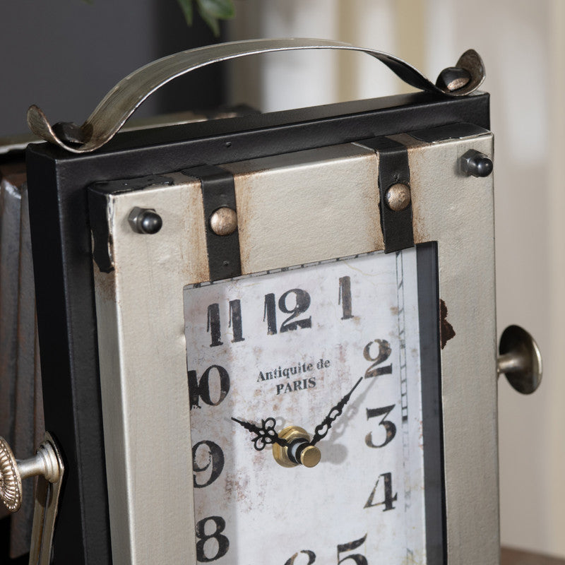 Time Flash Black/Brown Table Clock by Crestview at Eve Furniture