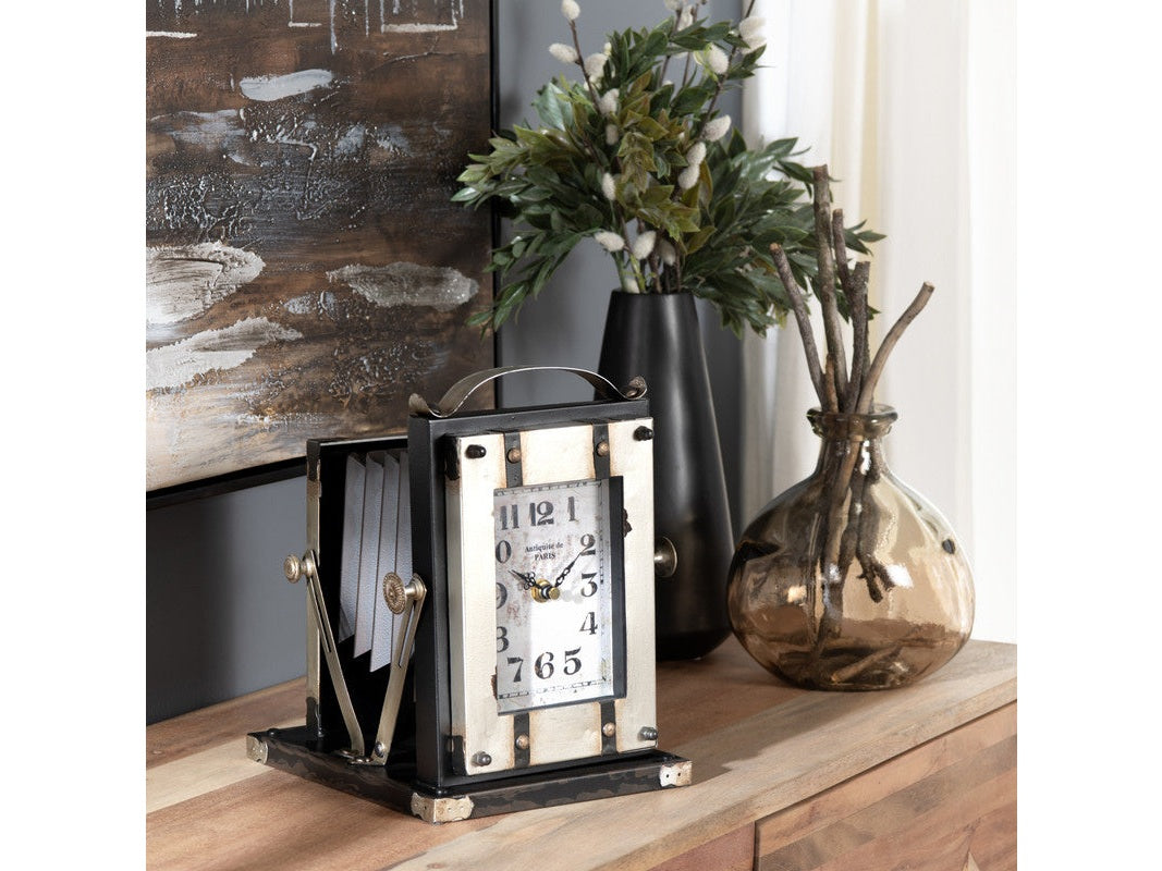Time Flash Black/Brown Table Clock by Crestview at Eve Furniture