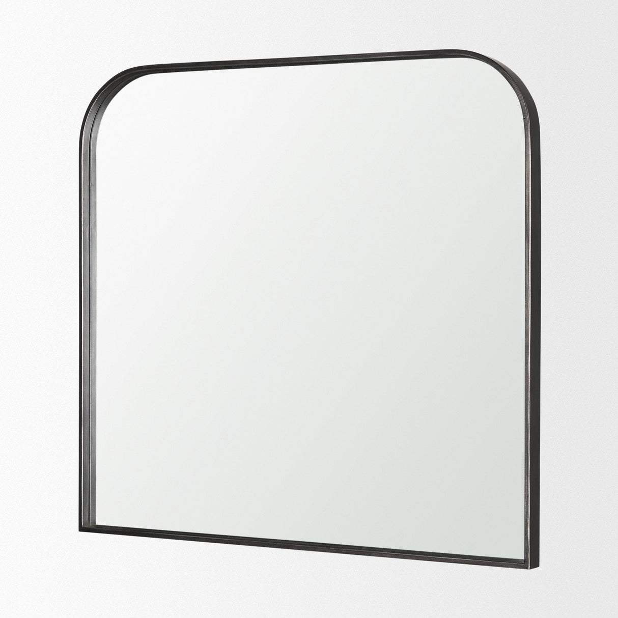 Timon Brushed Black Metal Frame Square Arched Mirror by Mercana at Eve Furniture