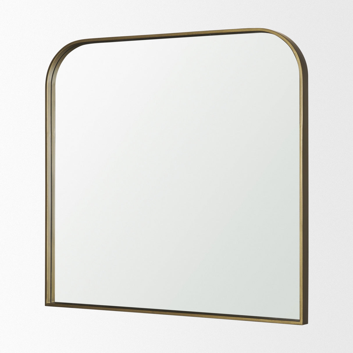 Timon Brushed Gold Square Arched Mirror by Mercana at Eve Furniture
