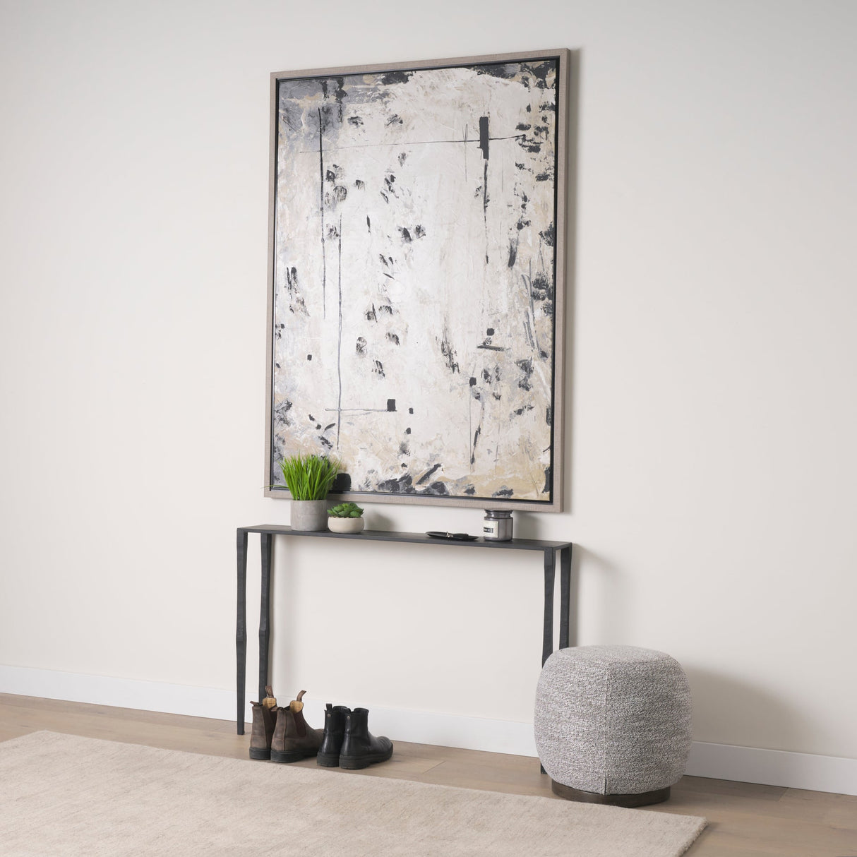 Timothy 48.0 X 8.0 X 30.0 Ebony Black Iron Console Table by Mercana at Eve Furniture