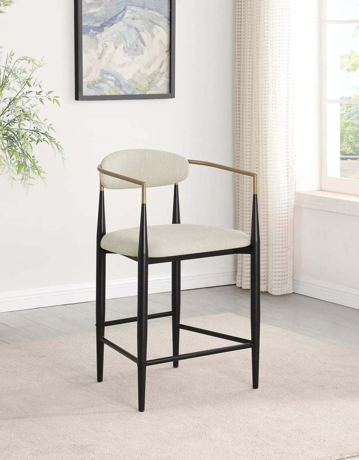 Tina Beige Metal Counter Height Upholstered Bar Stool, Set of 2 by Coaster at Eve Furniture