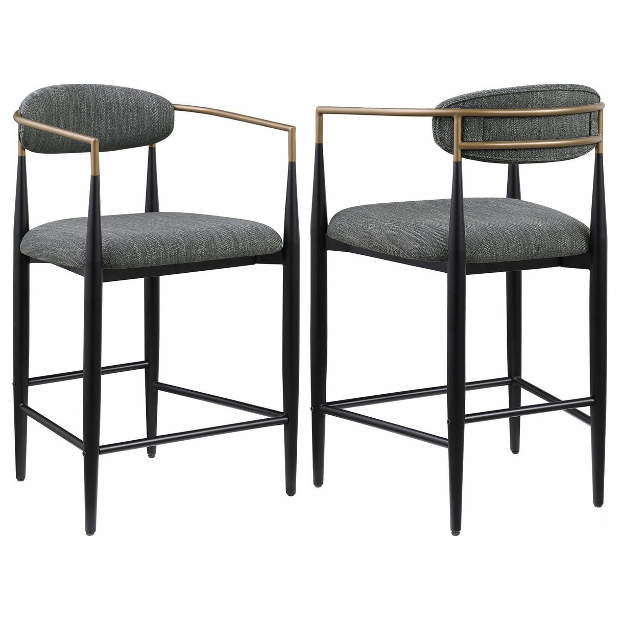Tina Dark Gray Metal Counter Height Upholstered Bar Stool, Set of 2 by Coaster at Eve Furniture