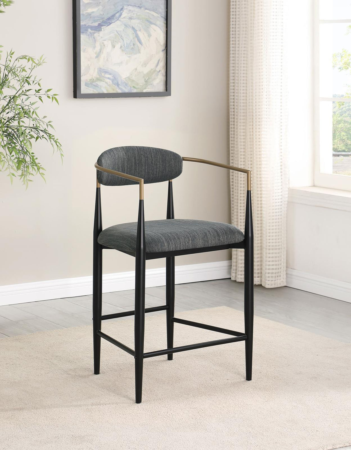 Tina Dark Gray Metal Counter Height Upholstered Bar Stool, Set of 2 by Coaster at Eve Furniture