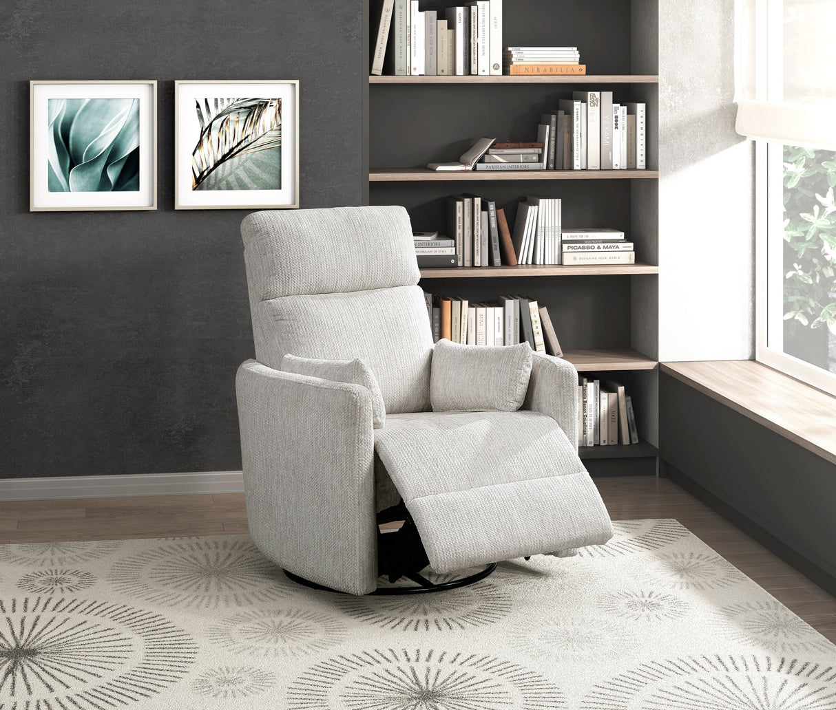 Tinley Beige Swivel Glider Reclining Chair