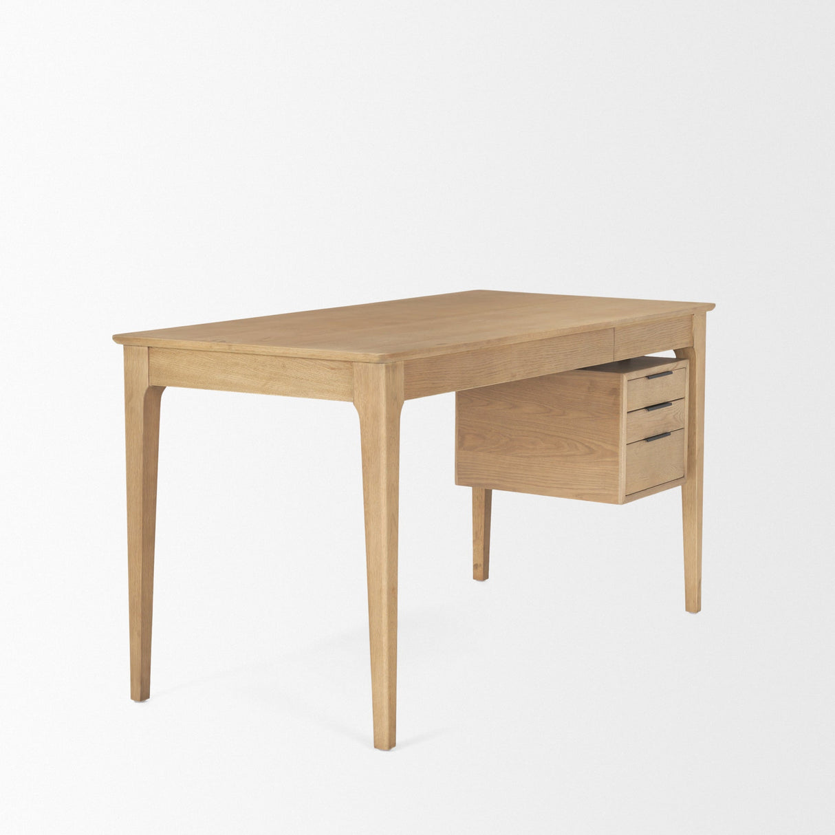 Tino Light Brown Oak Wood w/ 4 Drawers Desk by Mercana at Eve Furniture