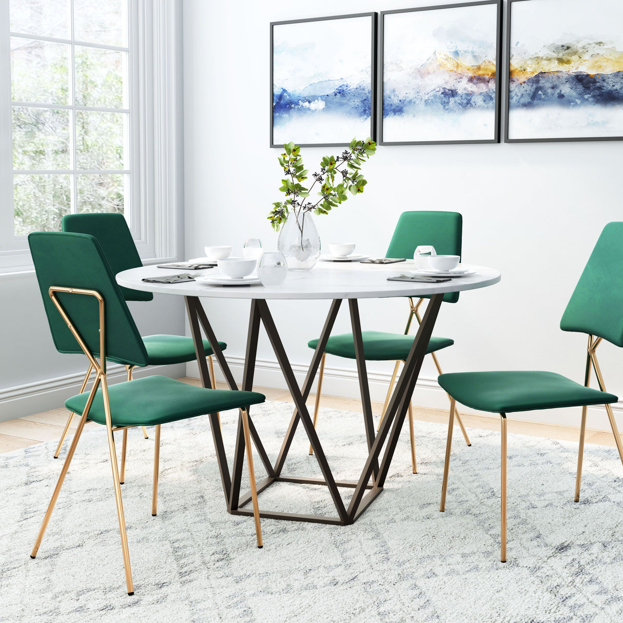 Tintern Dining Table White & Antique Bronze by Zuomod at Eve Furniture