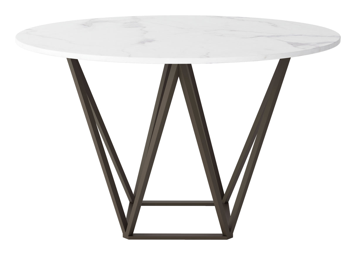 Tintern Dining Table White & Antique Bronze by Zuomod at Eve Furniture
