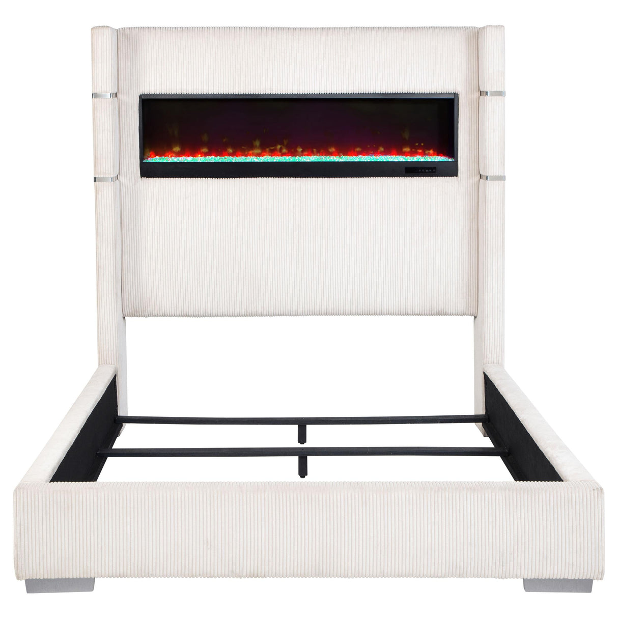 Tisdall Cream 67-inch Upholstered Eastern King Fireplace Bed by Coaster at Eve Furniture