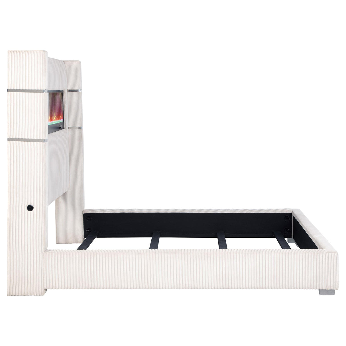 Tisdall Cream 67-inch Upholstered Eastern King Fireplace Bed by Coaster at Eve Furniture