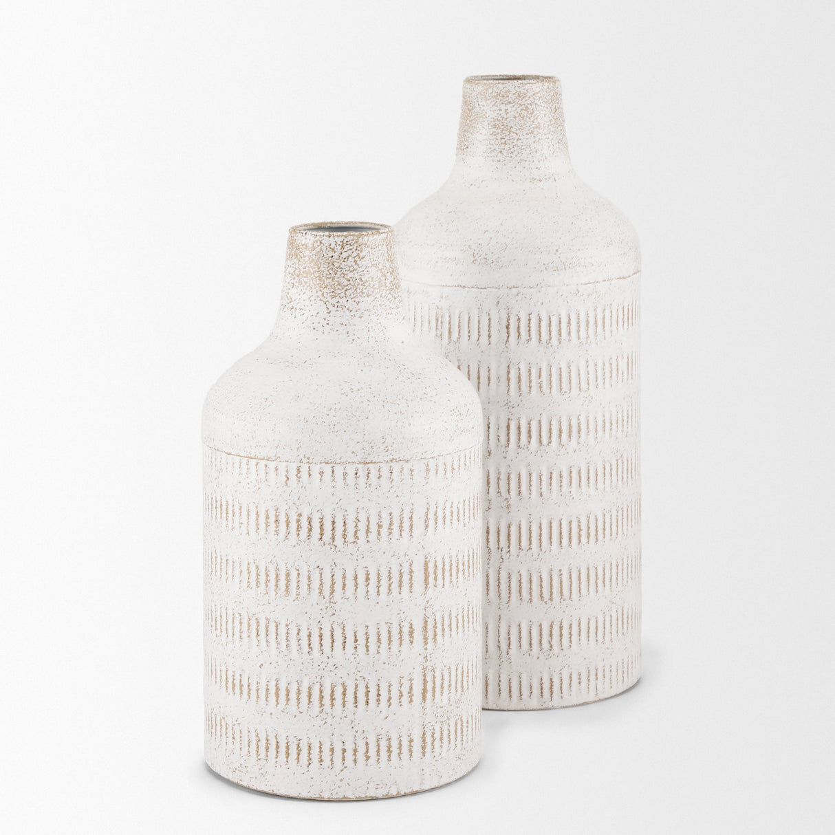 Tisha Small White W/ Terracotta Distressing Metal Vase by Mercana at Eve Furniture