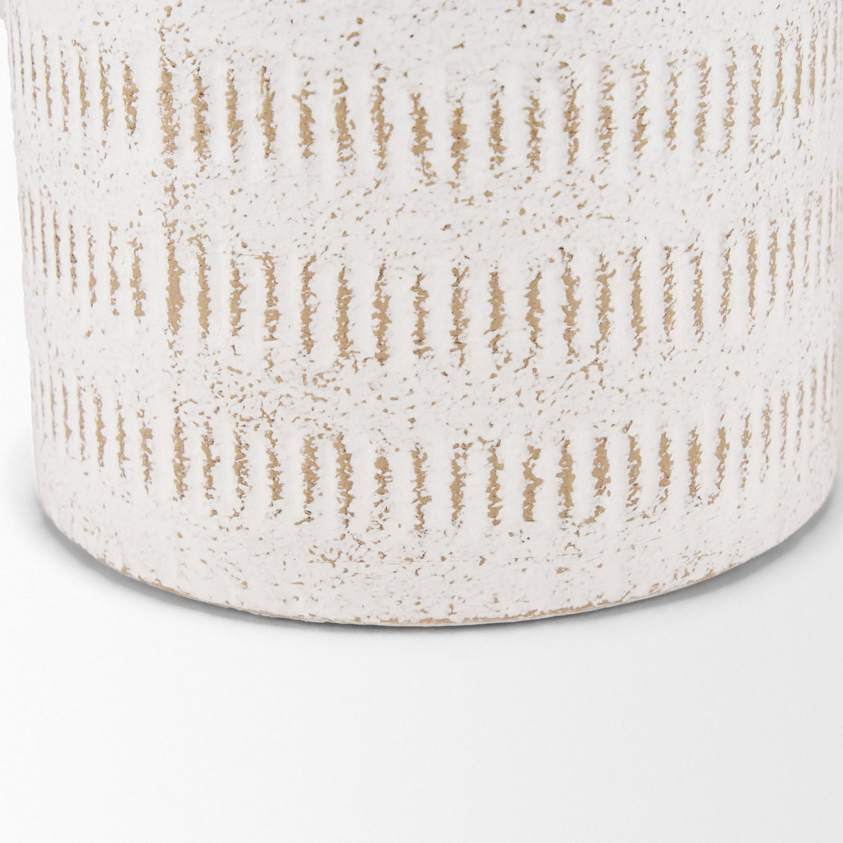 Tisha Small White W/ Terracotta Distressing Metal Vase by Mercana at Eve Furniture