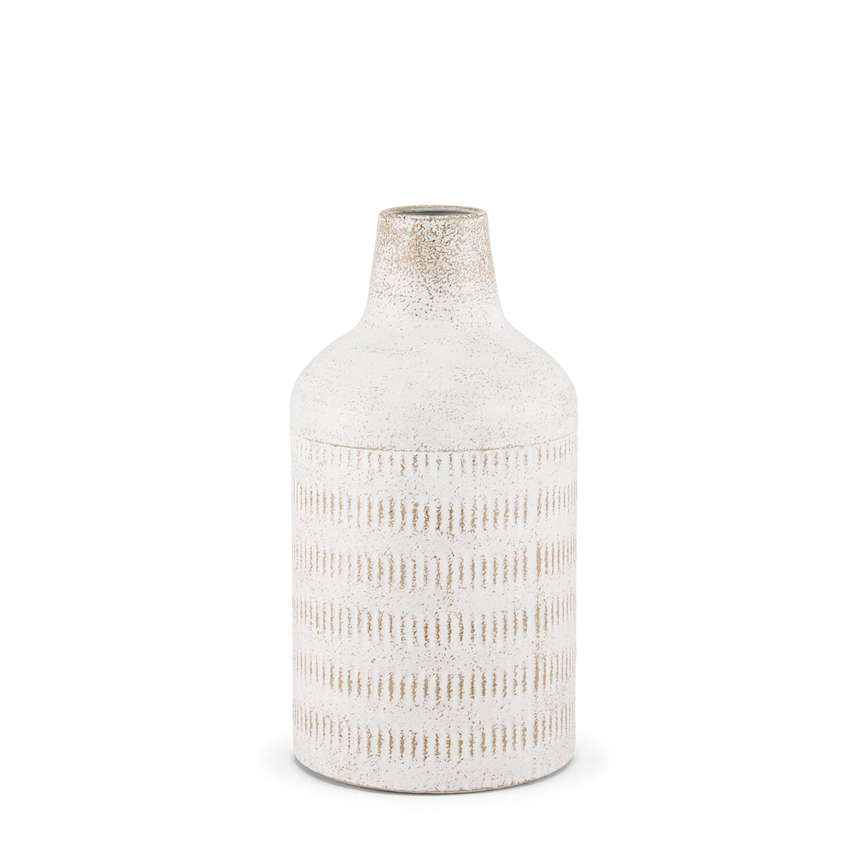 Tisha Small White W/ Terracotta Distressing Metal Vase by Mercana at Eve Furniture