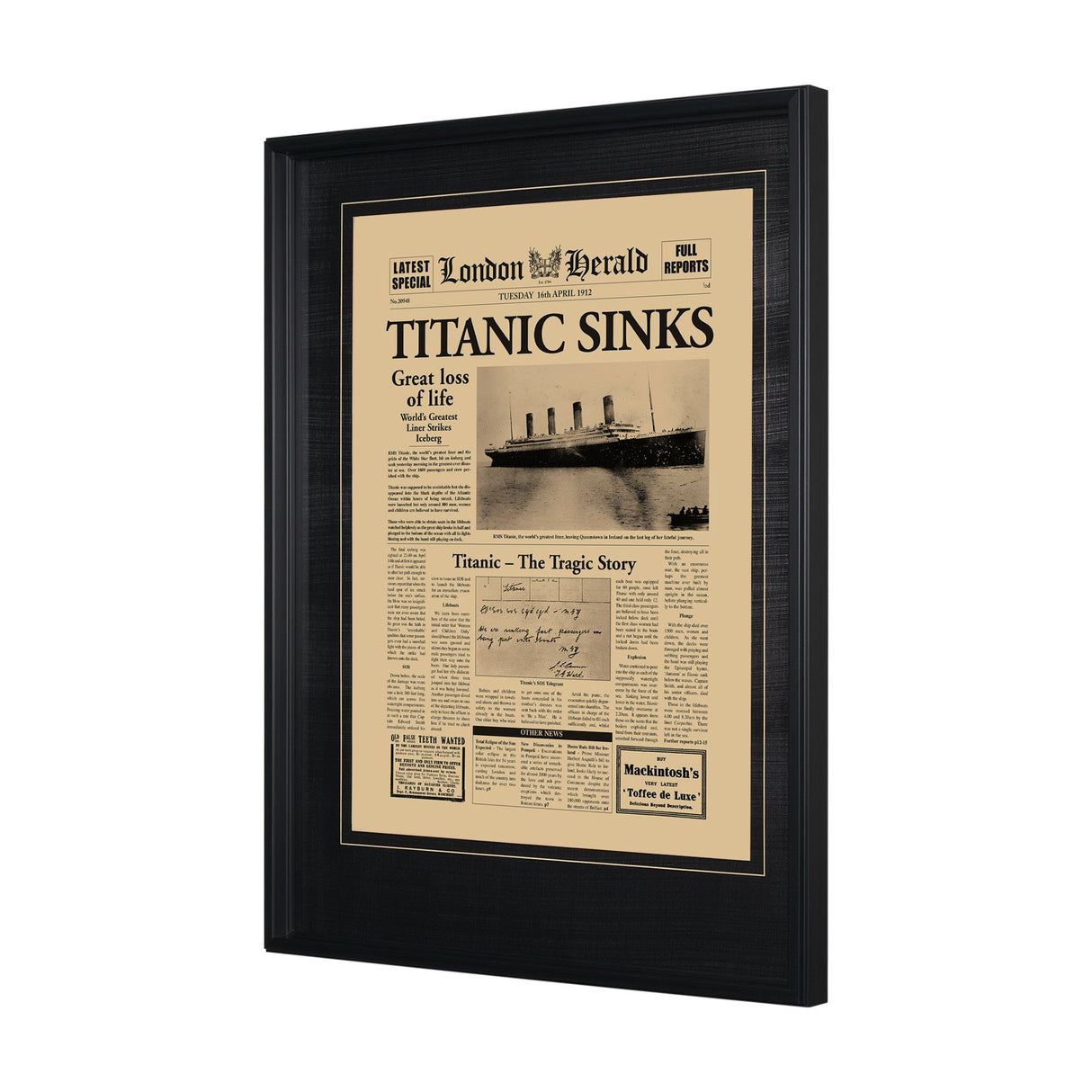 Titanic Sinks by Vintage Collection a Hand Embelished Textured Framed Art Photo Matted under Glass by Mercana at Eve Furniture