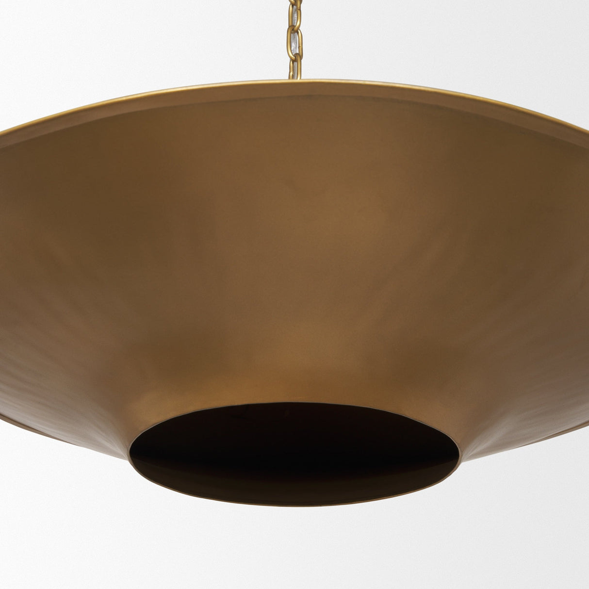 Titus 1-Light Brass Finished Metal Disc Pendant by Mercana at Eve Furniture