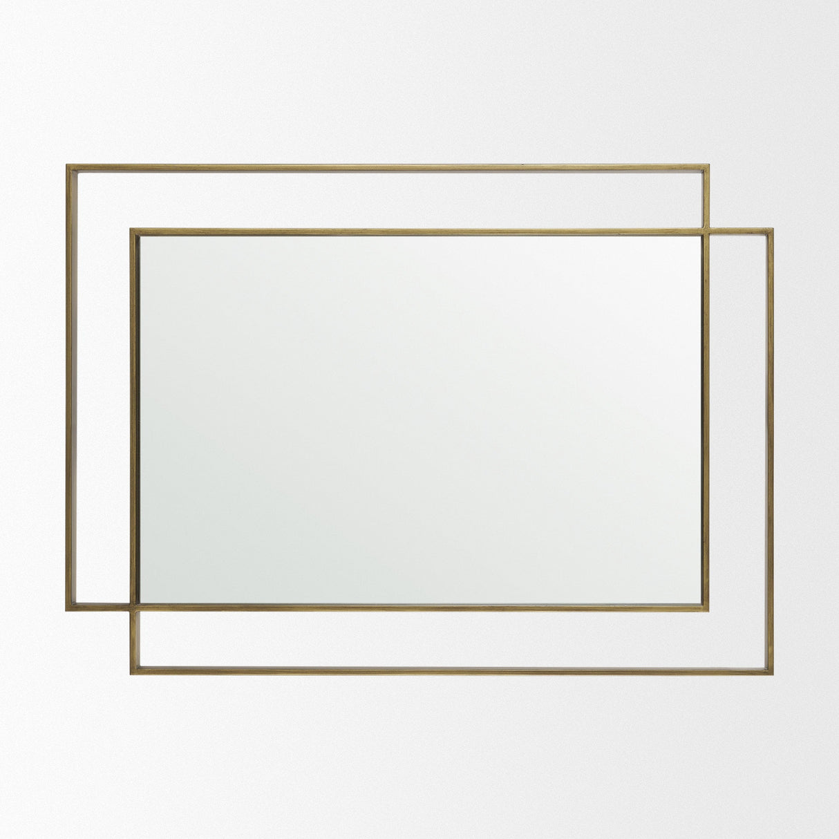 Tiva Rectangular Dual Brushed Gold Metal Framed Mirror by Mercana at Eve Furniture