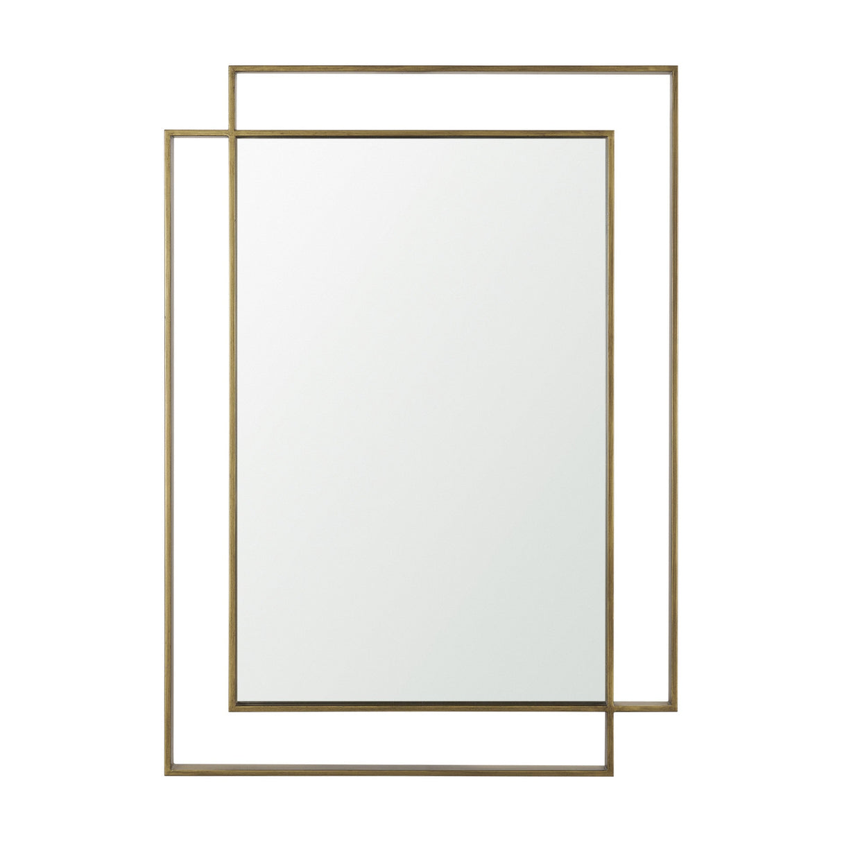 Tiva Rectangular Dual Brushed Gold Metal Framed Mirror by Mercana at Eve Furniture