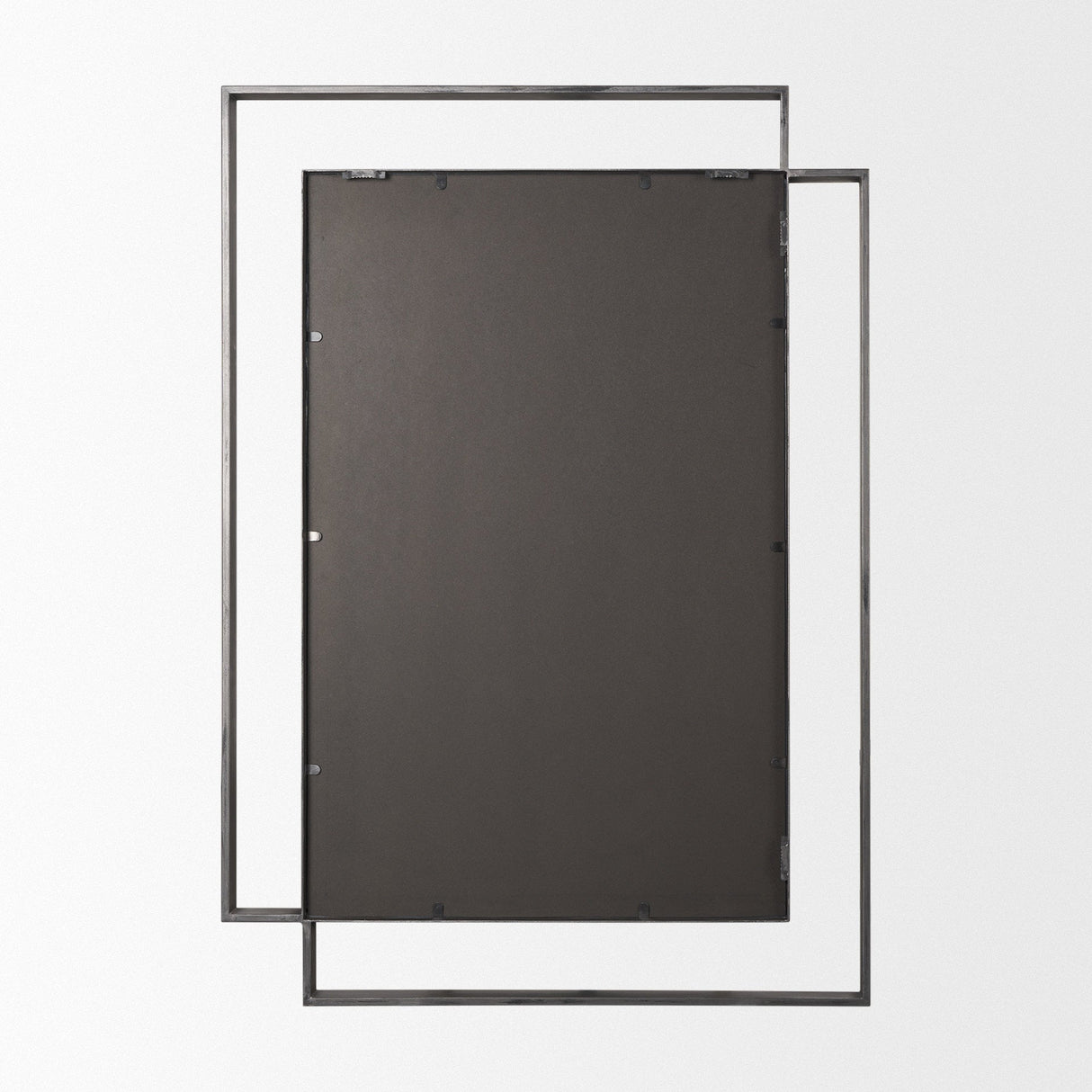 Tiva Rectangular Dual Metal Frame Gunmetal Mirror by Mercana at Eve Furniture