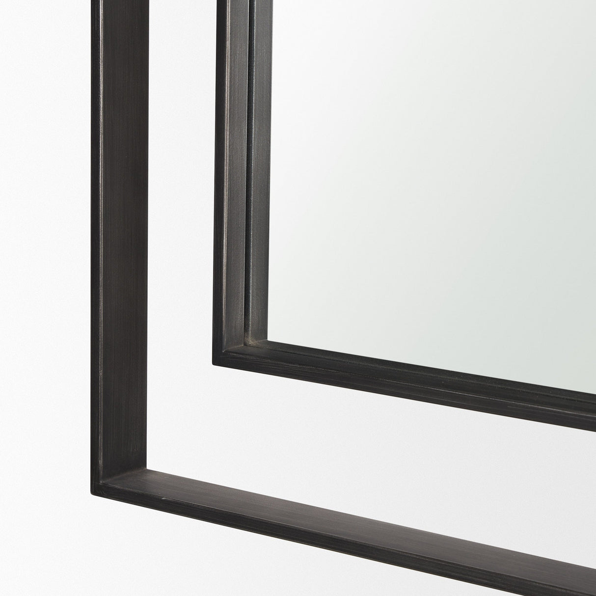Tiva Rectangular Dual Metal Frame Gunmetal Mirror by Mercana at Eve Furniture