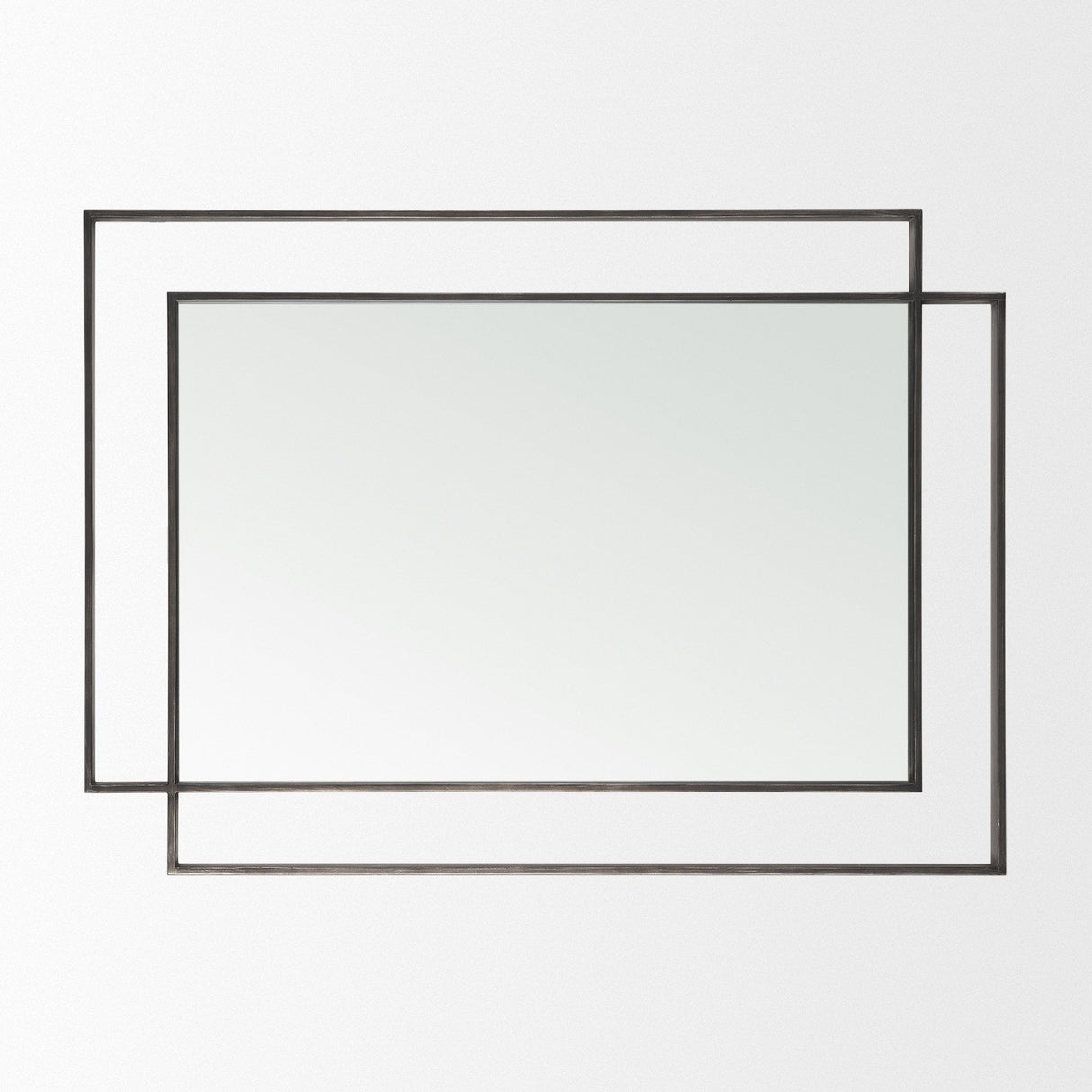 Tiva Rectangular Dual Metal Frame Gunmetal Mirror by Mercana at Eve Furniture