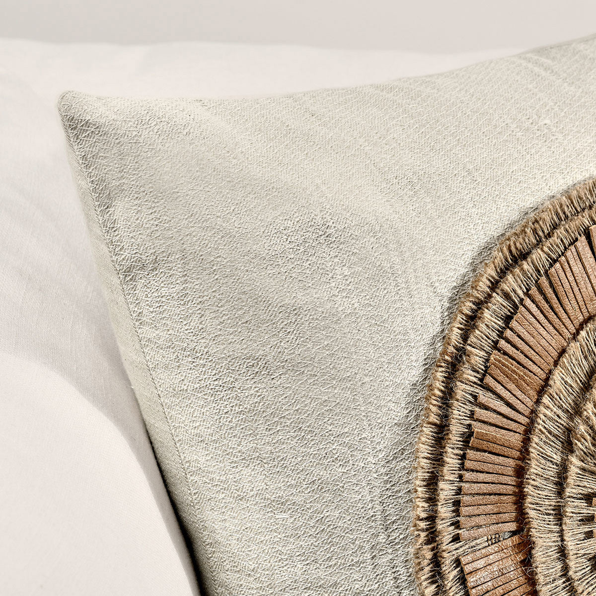 TL Pueblo Chestnut/ Natural Leather 22x22 Throw Pillow (Set of 2) by Classic Home at Eve Furniture