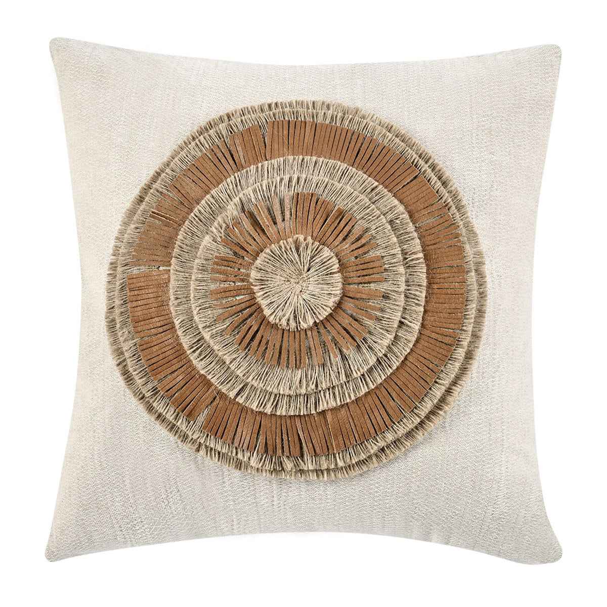 TL Pueblo Chestnut/ Natural Leather 22x22 Throw Pillow (Set of 2) by Classic Home at Eve Furniture