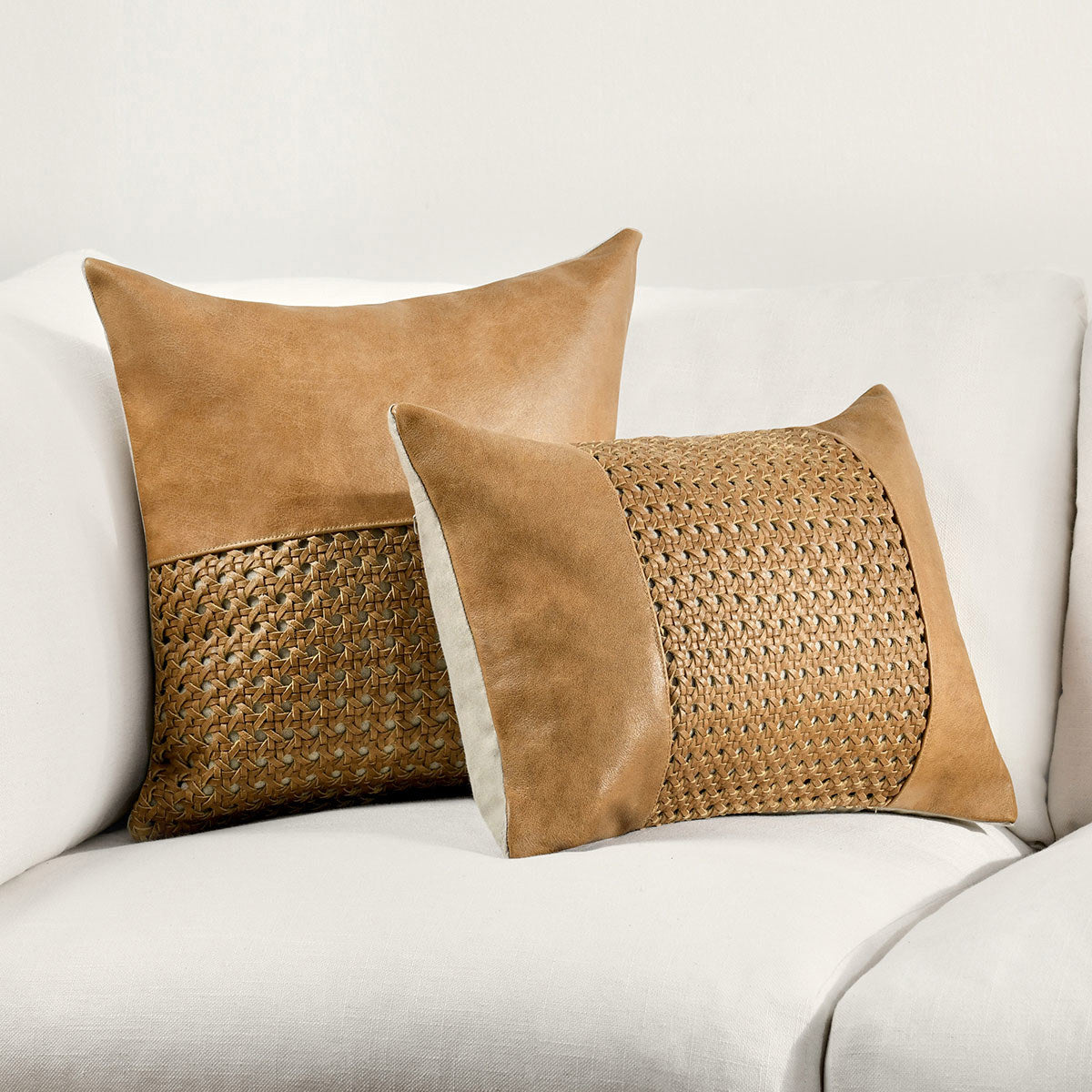 TL Toscano Chestnut Brown Leather Multiple Sizes Throw Pillow (Set of 2) by Classic Home at Eve Furniture