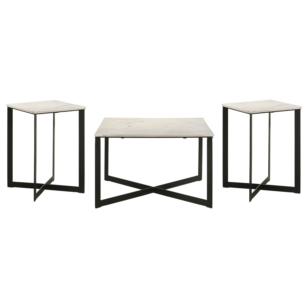 Tobin White and Black 3-Piece Marble Top Coffee and End Table Set by Coaster at Eve Furniture