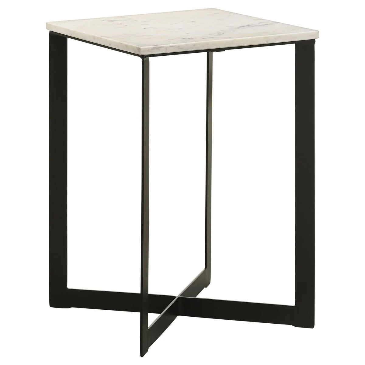 Tobin White and Black Square Marble Top End Table by Coaster at Eve Furniture