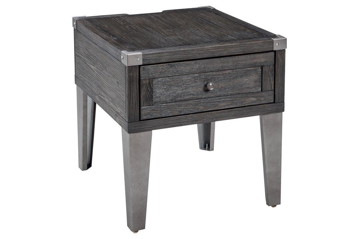 Todoe Dark Gray End Table with USB Ports & Outlets by Ashley at Eve Furniture