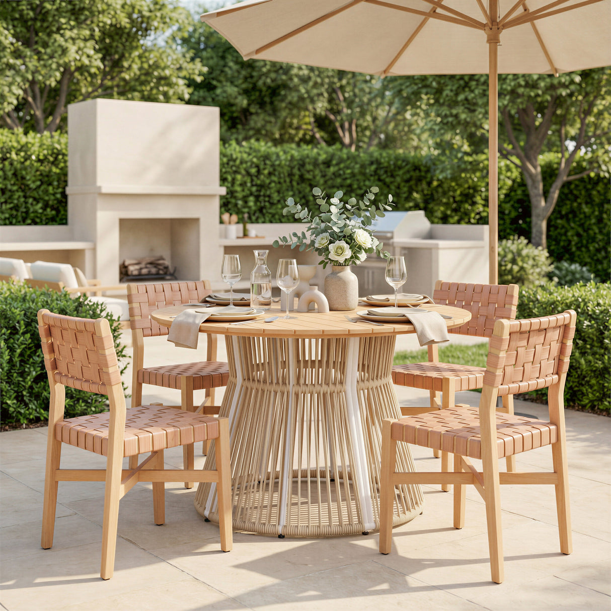 Toge Natural Outdoor Dining Table by Zuomod at Eve Furniture