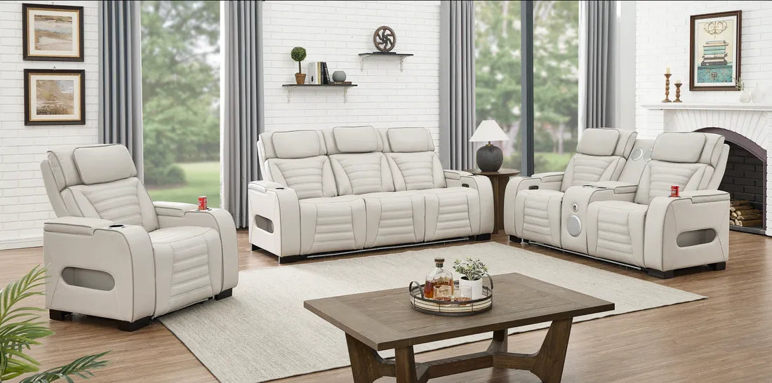 Tokyo Sand 3-Piece Power Reclining Living Room Set by Happy Homes at Eve Furniture