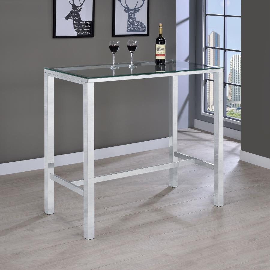 Tolbert Chrome Bar Table with Glass Top by Coaster at Eve Furniture