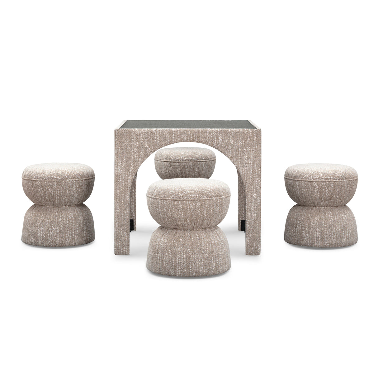 Tomlin Performance Chenille Game Table and Two Ottomans Set by TOV Furniture at Eve Furniture