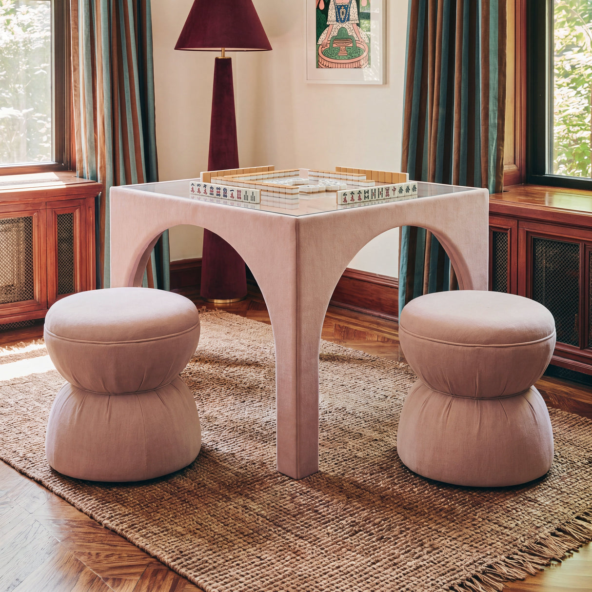 Tomlin Ruched Performance Fabric Game Ottoman by TOV Furniture at Eve Furniture