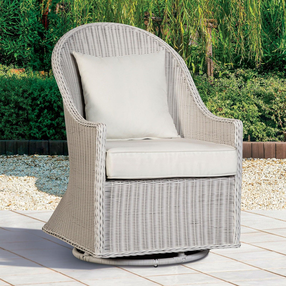 Tomohon White Swivel Wicker Chair by Furniture of America at Eve Furniture