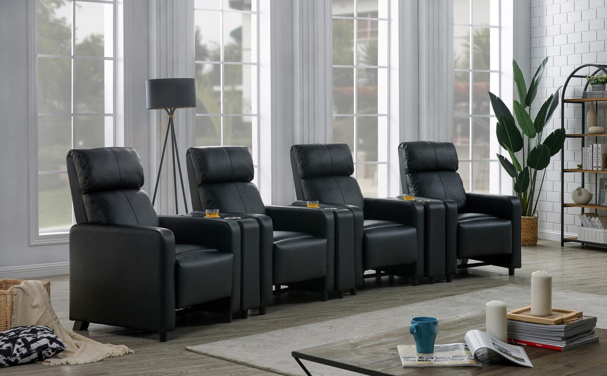 Toohey Black Home Theater Push Back Recliner by Coaster at Eve Furniture