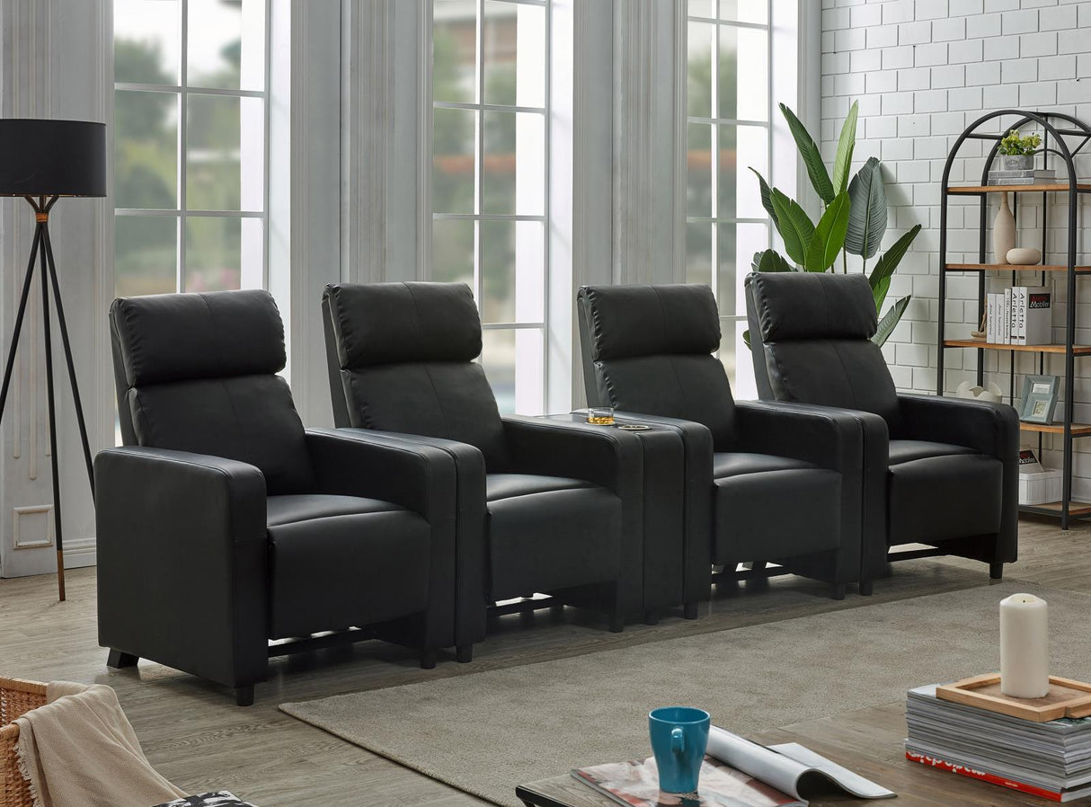 Toohey Black Home Theater Push Back Recliner by Coaster at Eve Furniture